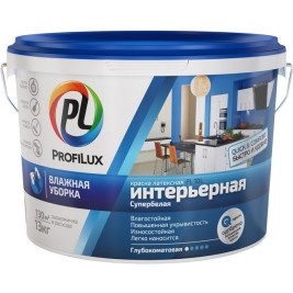 Profilux ВД краска PL-10L латекс. интерьерная влагостойкая супербелая 14кг