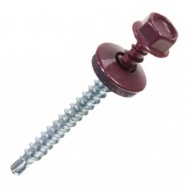 Саморез кровельный 4,8х50 RAL 3005 (винно-красный)