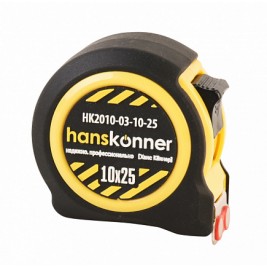 Hanskonner HK2010-03-10-25 Рулетка 10х25, автостоп, обрезин. корпус, магнит