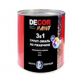 Грунт эмаль по ржавчине 3 в 1 серая 0,8кг Dekor paint RAL 7040