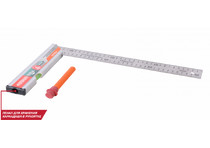 Угольник с уровнем и карандашом КУЛИБИН,350мм,нерж сталь, Sturm!