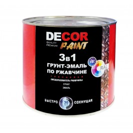 Грунт эмаль по ржавчине 3 в 1 черная 5кг Dekor paint RAL 9011