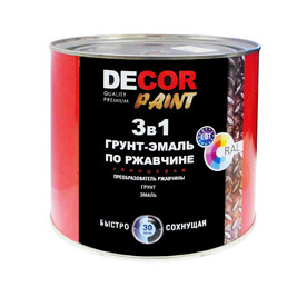 Грунт эмаль по ржавчине 3 в 1 вишневая 0,8кг Dekor paint RAL 3003