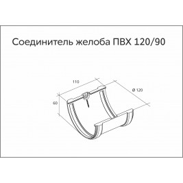 Соединитель желобов ПВХ Grand Line графит (RAL 7024)