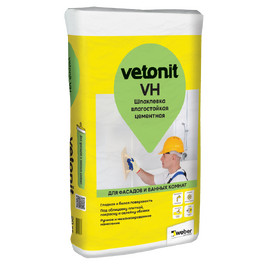 Шпаклевка цементная влагостойкая финишная серая Vetonit VH Grey 20кг (56шт/под)