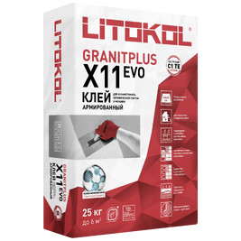 Клей для керамогранита и плитки LITOKOL X11 EVO GRANITPLUS фиброармировованный С1 25кг (54под)